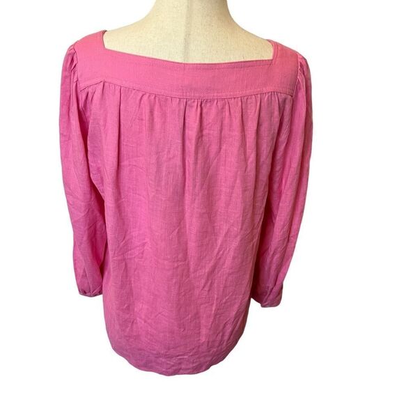 FRNCH NWT Colza Rose Top Linen Blend Barbie Pink Long Sleeve Small - Picture 4 of 9